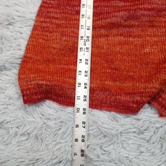 Como Vintage Womens Sweater Cardigan Orange Small Open Front Long Sleeve Sparkle - Picture 7 of 10